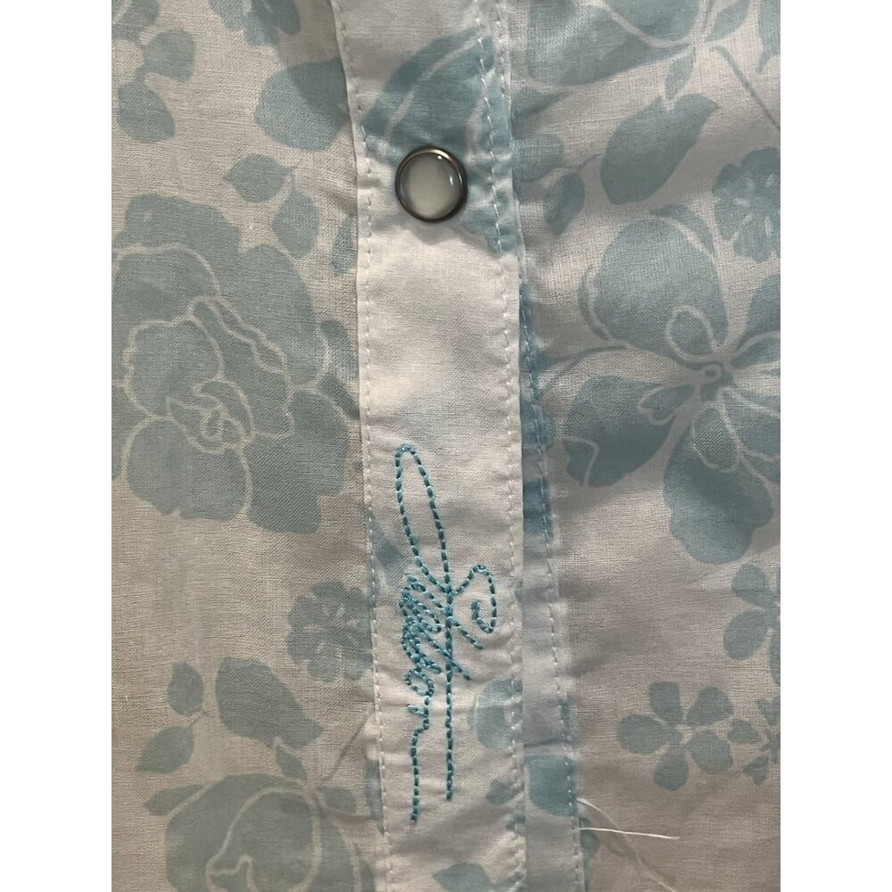 Stetson Western Shirt Womens 2X Pearl Snap Cowgirl Floral Blue White NEW Cowgirl - Picture 3 of 11